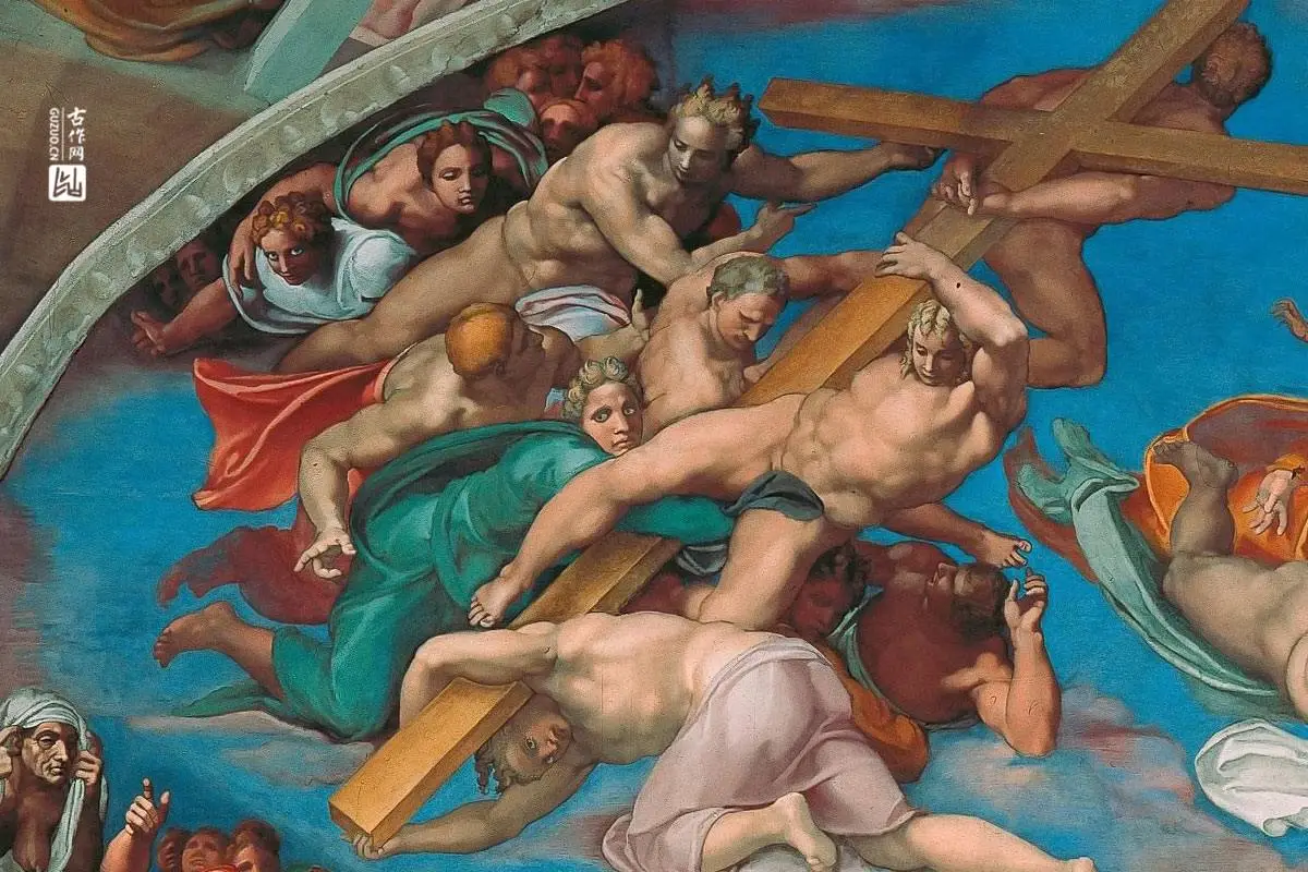 米开朗基罗大型壁画作品《最后的审判》高清大图局部细节 (2)