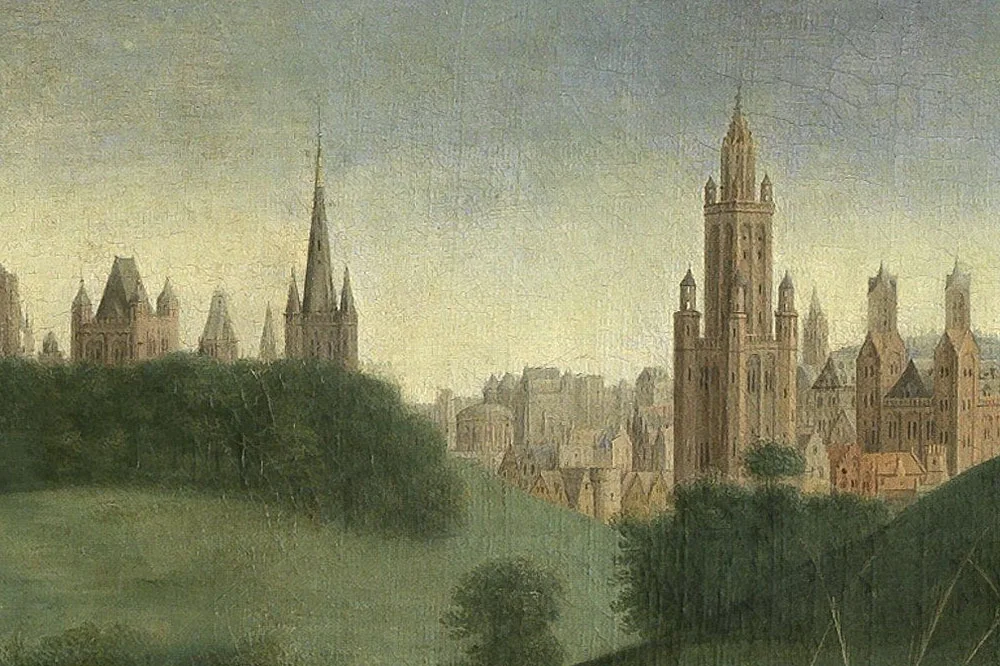 扬‧范艾克祭坛画作品《羔羊的颂赞》局部 (8)