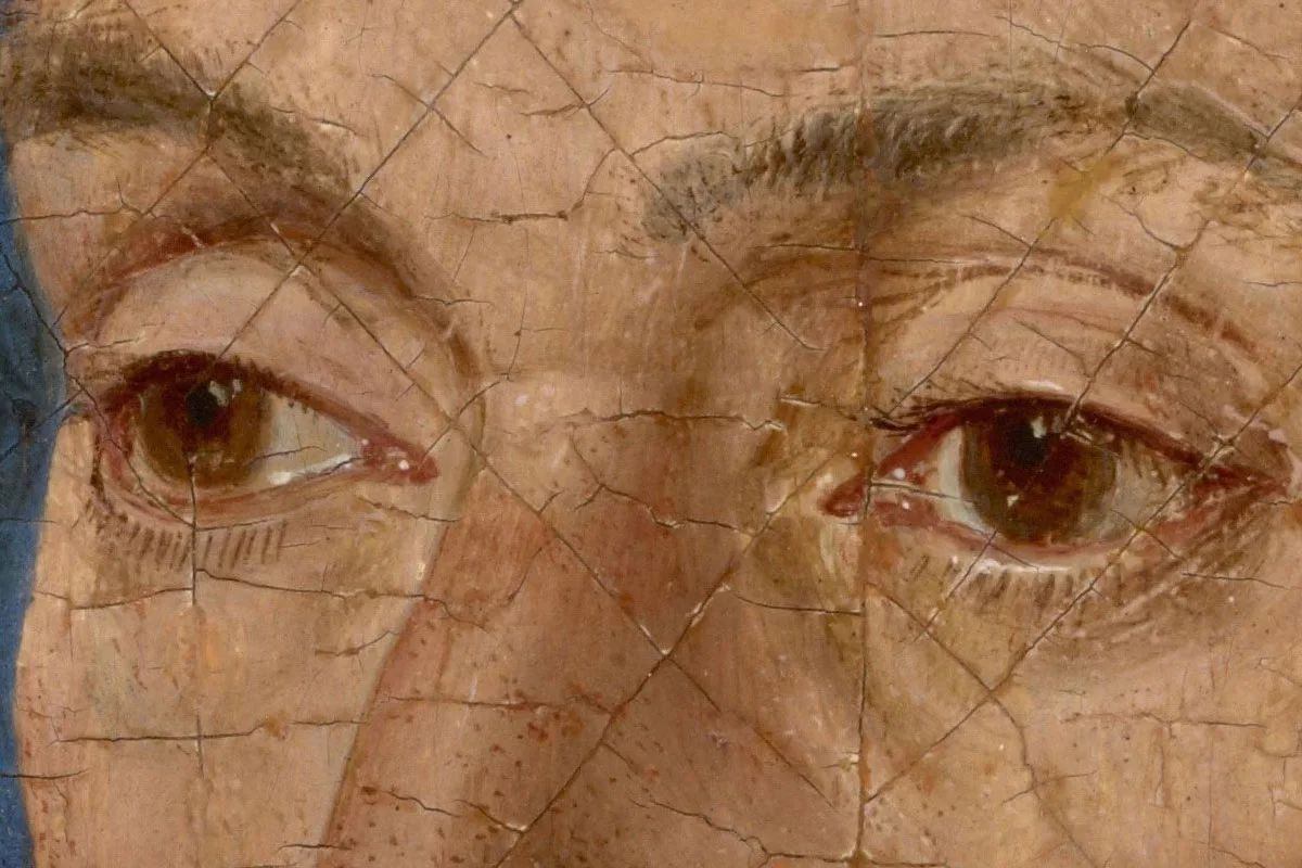 扬·凡·艾克油画肖像《戴蓝色头巾的男人肖像》局部 (1)