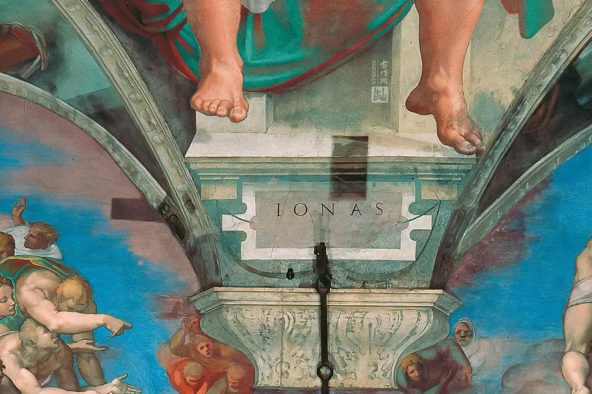 米开朗基罗大型壁画作品《最后的审判》高清大图局部细节 (1)