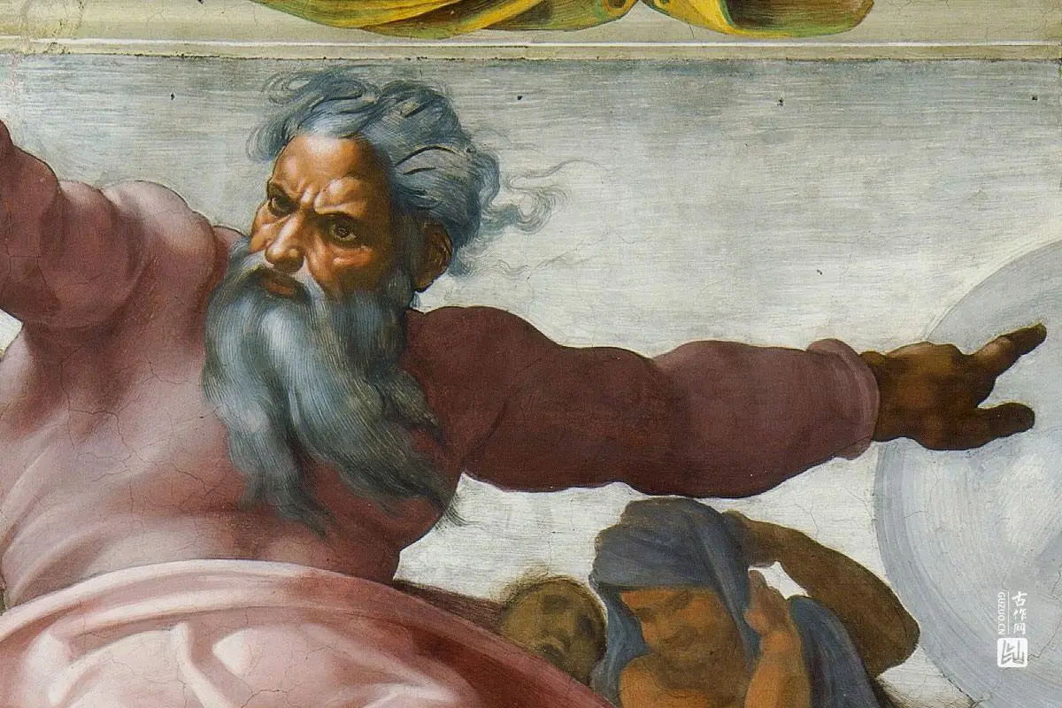 米开朗基罗壁画《太阳与月亮的创造》局部 (1)