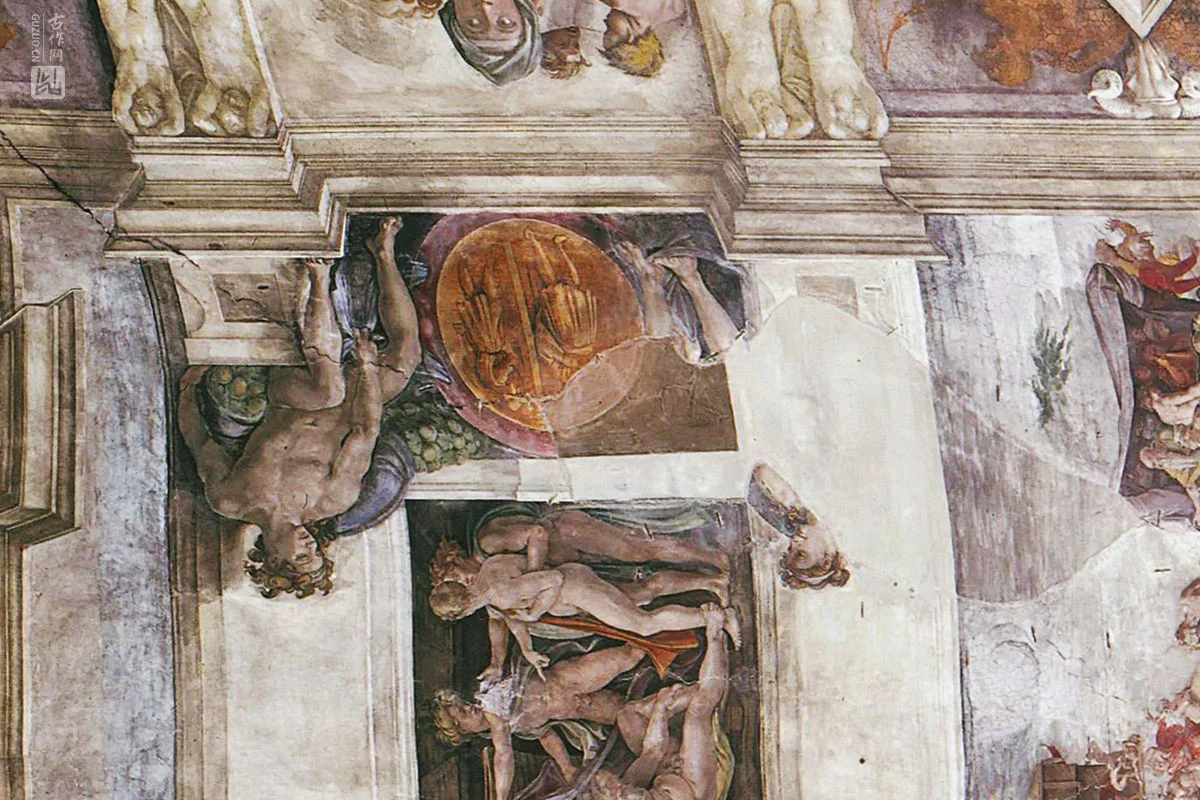 米开朗基罗壁画《西斯廷教堂天顶画》高清大图局部 (1)