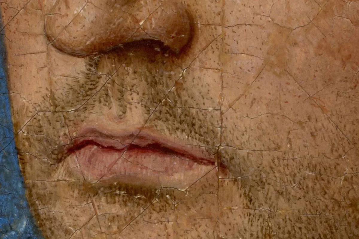 扬·凡·艾克油画肖像《戴蓝色头巾的男人肖像》局部 (2)