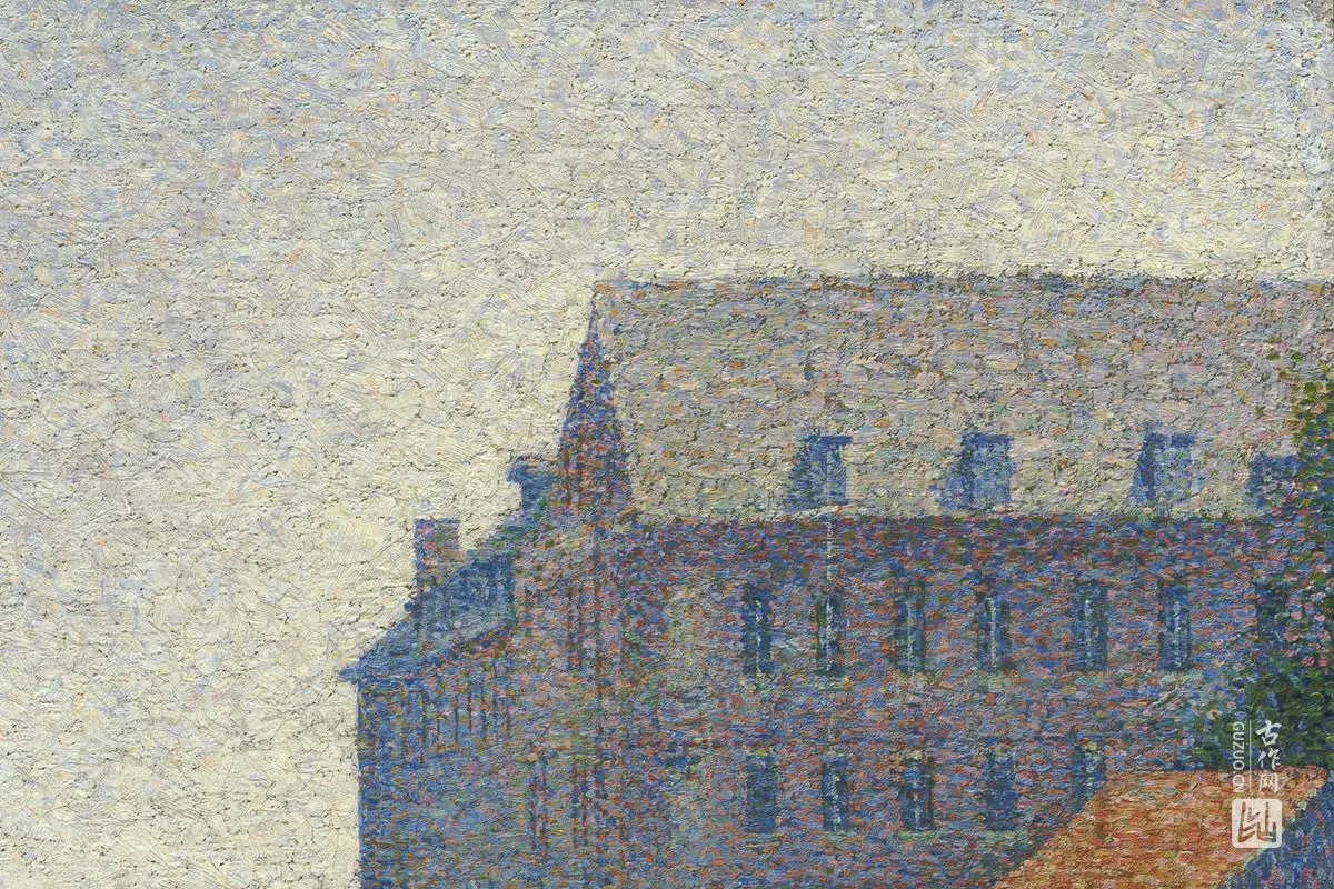 乔治·修拉点彩油画作品《敬老院和灯塔》局部 (1)