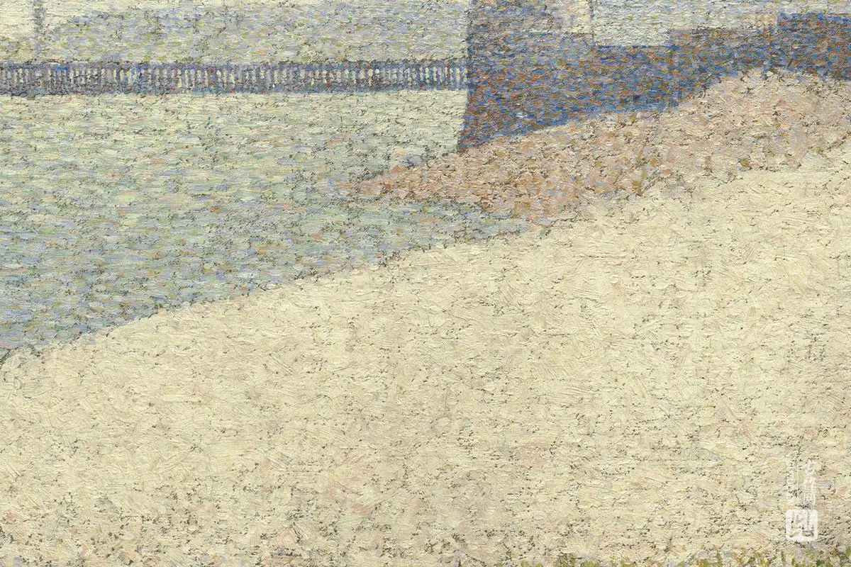 乔治·修拉点彩油画作品《敬老院和灯塔》局部 (3)