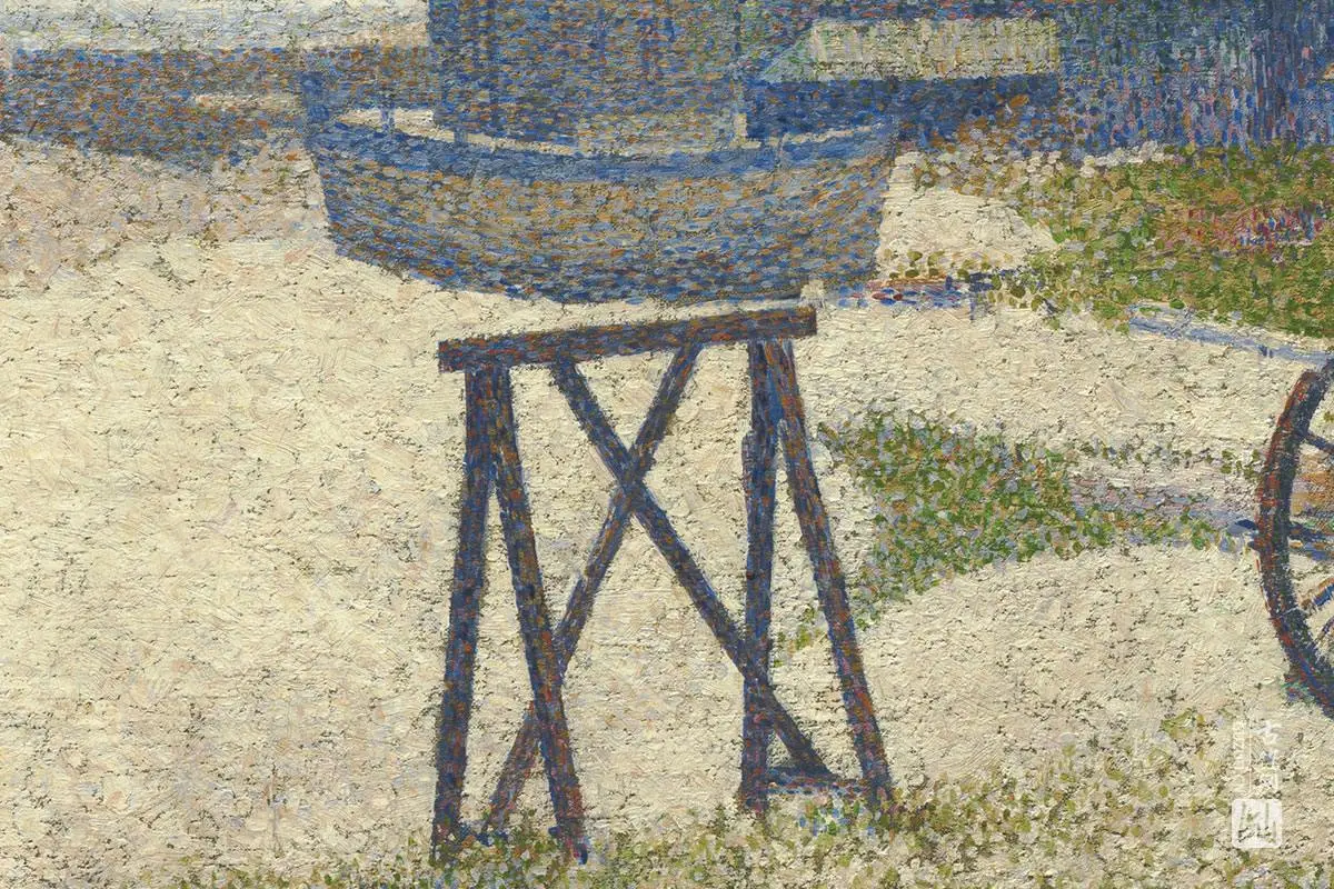 乔治·修拉点彩油画作品《敬老院和灯塔》局部 (4)