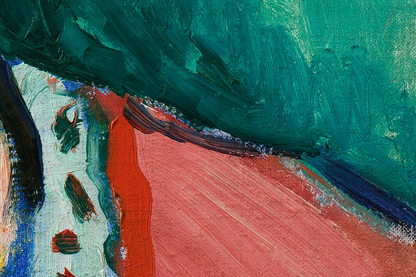 亨利·马蒂斯《带绿色条纹的马蒂斯夫人像》高清大图局部 (3)