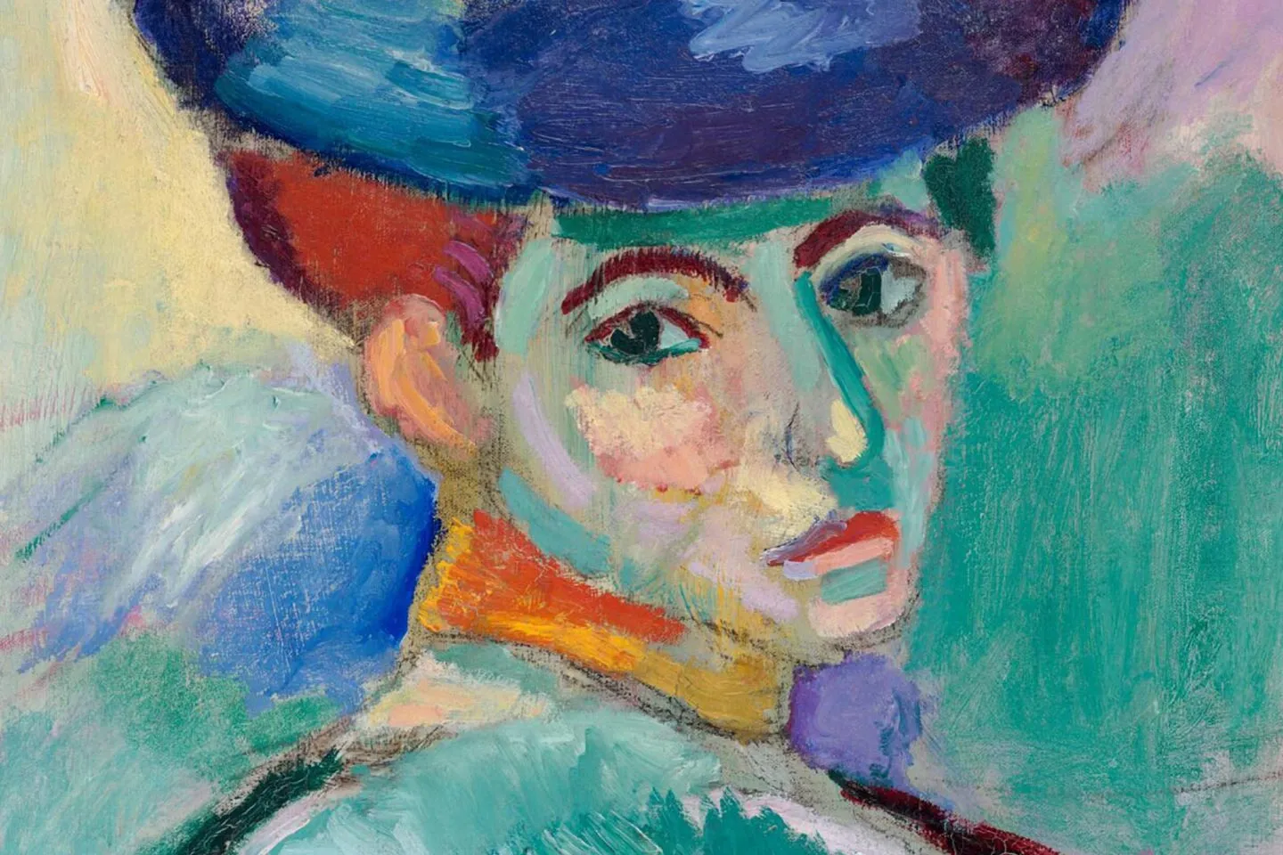 马蒂斯油画人物《戴帽子的女人》局部 (1)