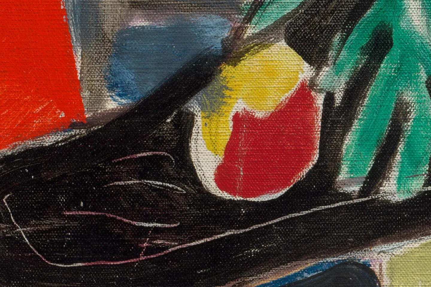 马蒂斯作品《带有伊特鲁里亚花瓶的室内》高清大图局部 (7)