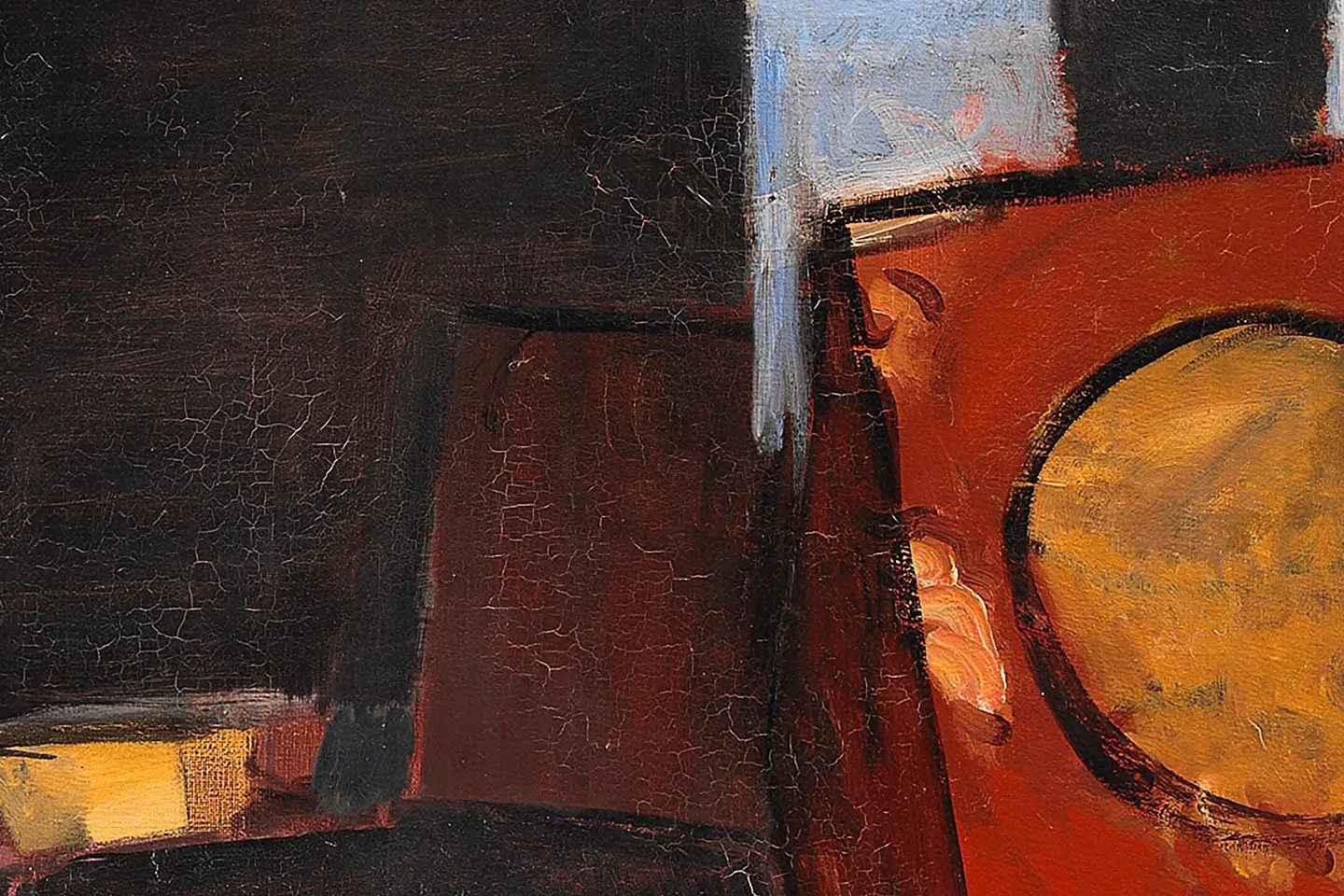 马蒂斯油画静物《带小提琴的室内场景》局部 (3)