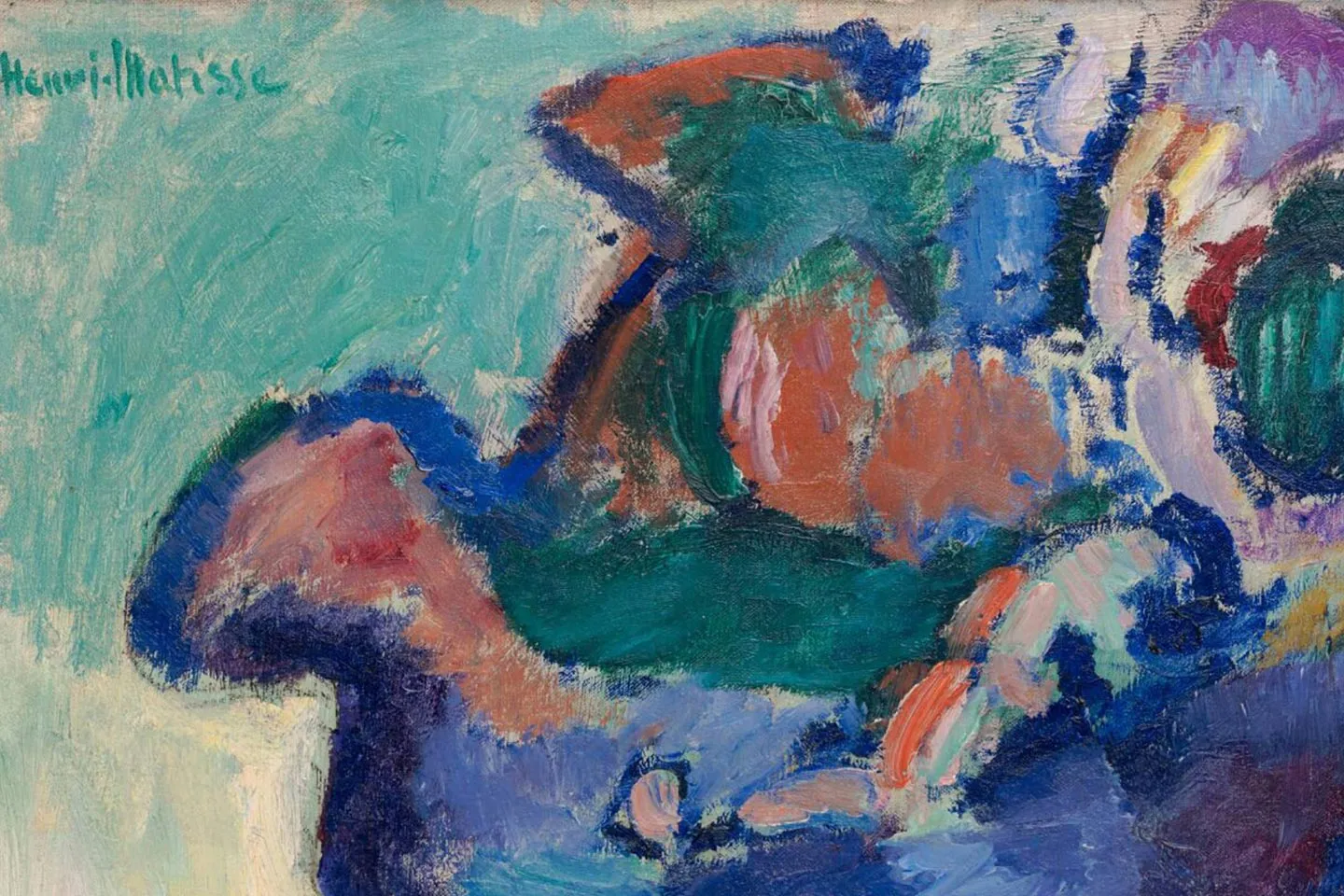 马蒂斯油画人物《戴帽子的女人》局部 (2)