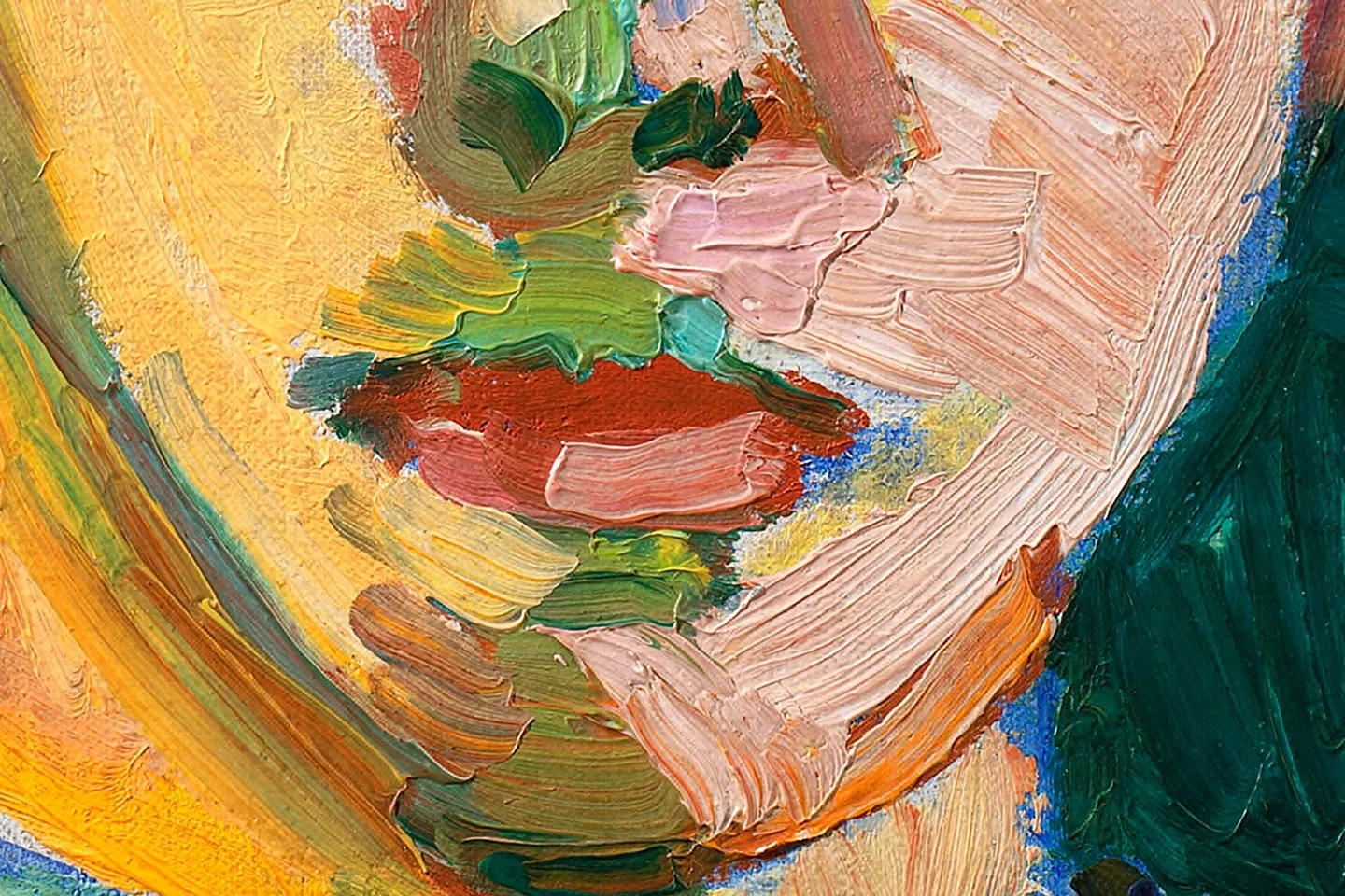 亨利·马蒂斯《带绿色条纹的马蒂斯夫人像》高清大图局部 (2)