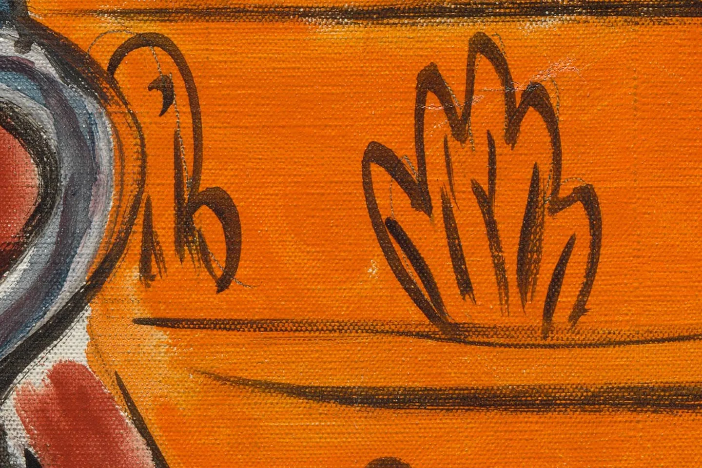 马蒂斯作品《带有伊特鲁里亚花瓶的室内》高清大图局部 (3)