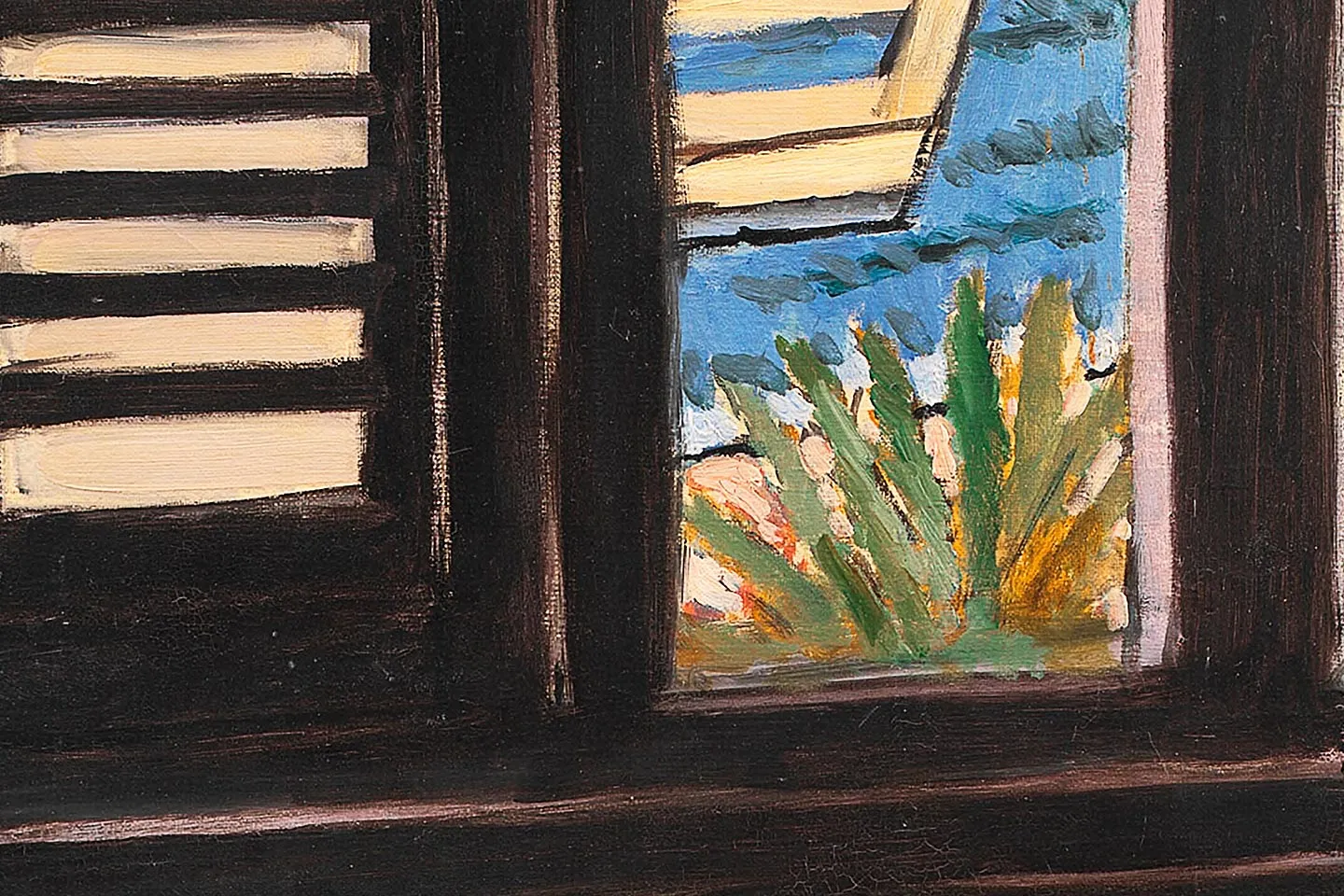 马蒂斯油画静物《带小提琴的室内场景》局部 (1)