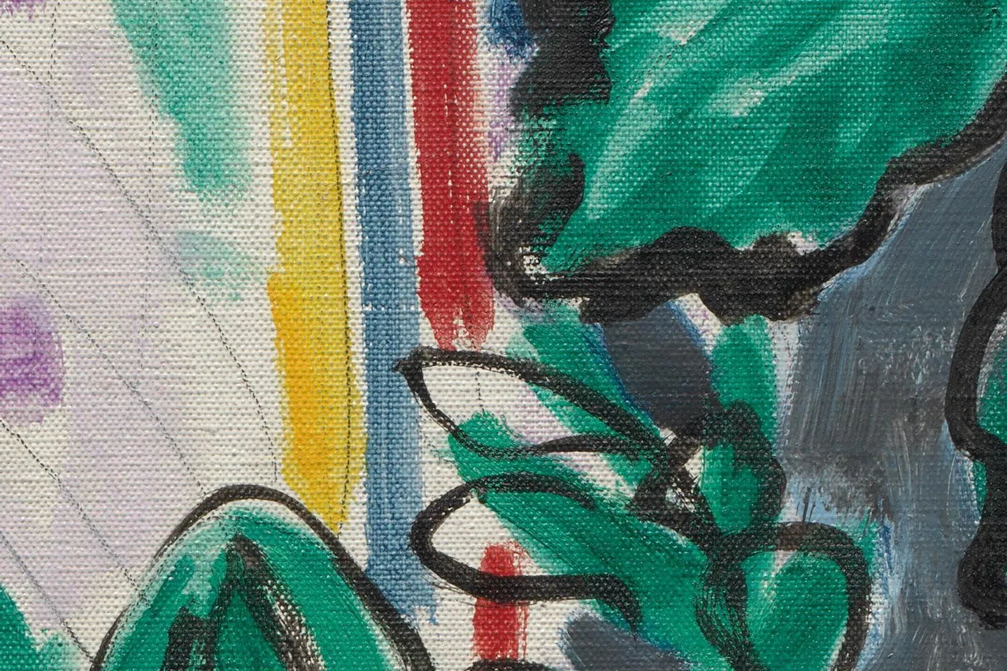 马蒂斯作品《带有伊特鲁里亚花瓶的室内》高清大图局部 (2)