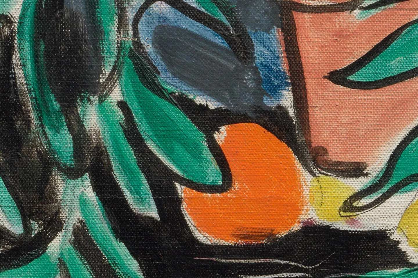 马蒂斯作品《带有伊特鲁里亚花瓶的室内》高清大图局部 (6)