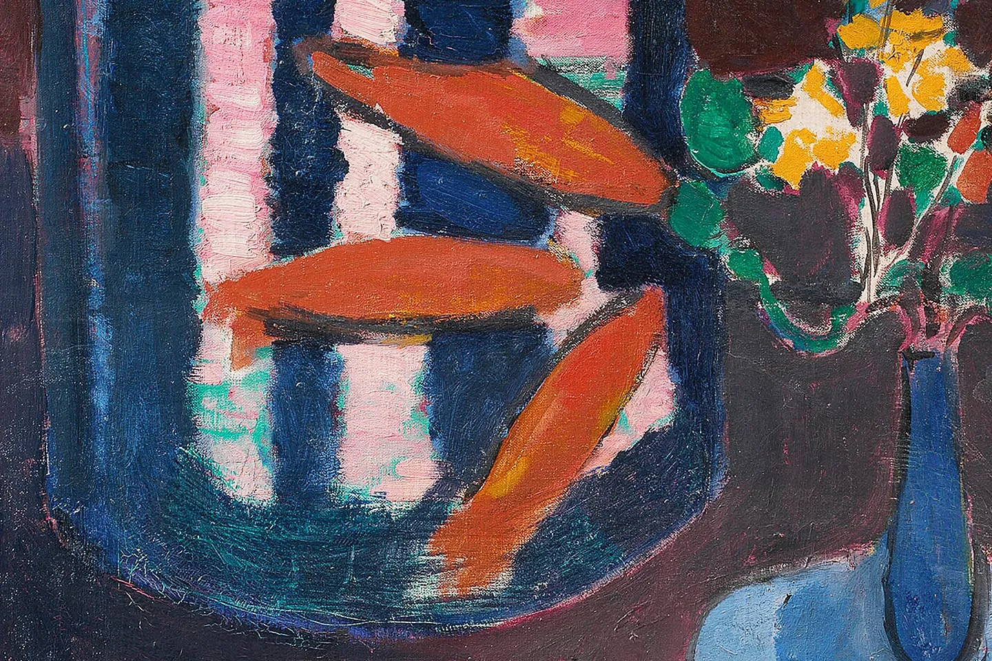 马蒂斯油画静物《金鱼》局部 (1)