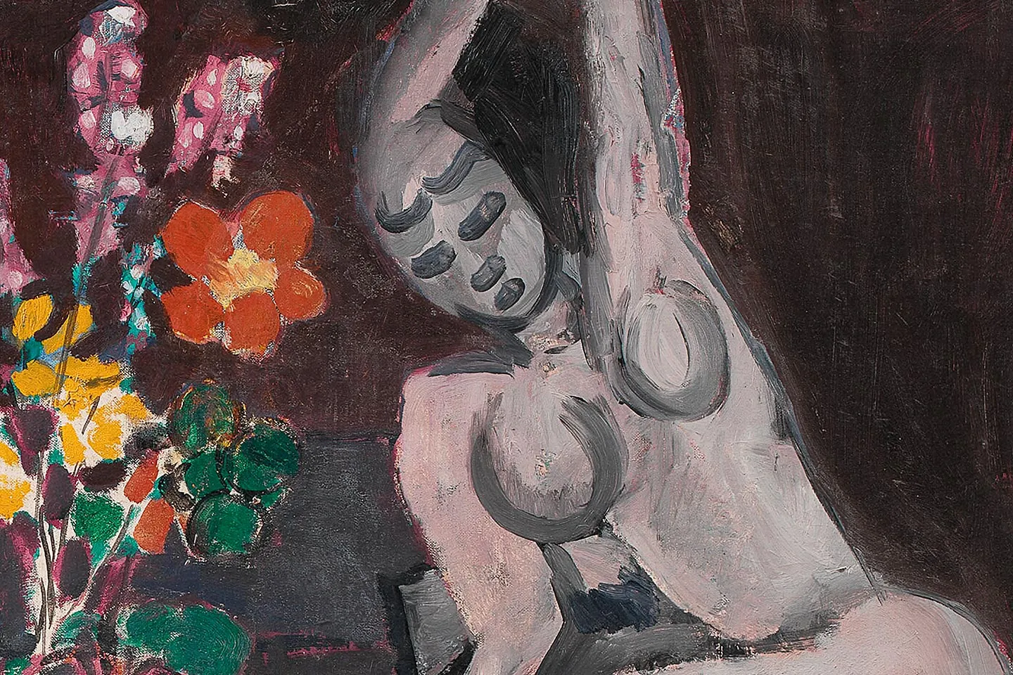 马蒂斯油画静物《金鱼》局部 (3)