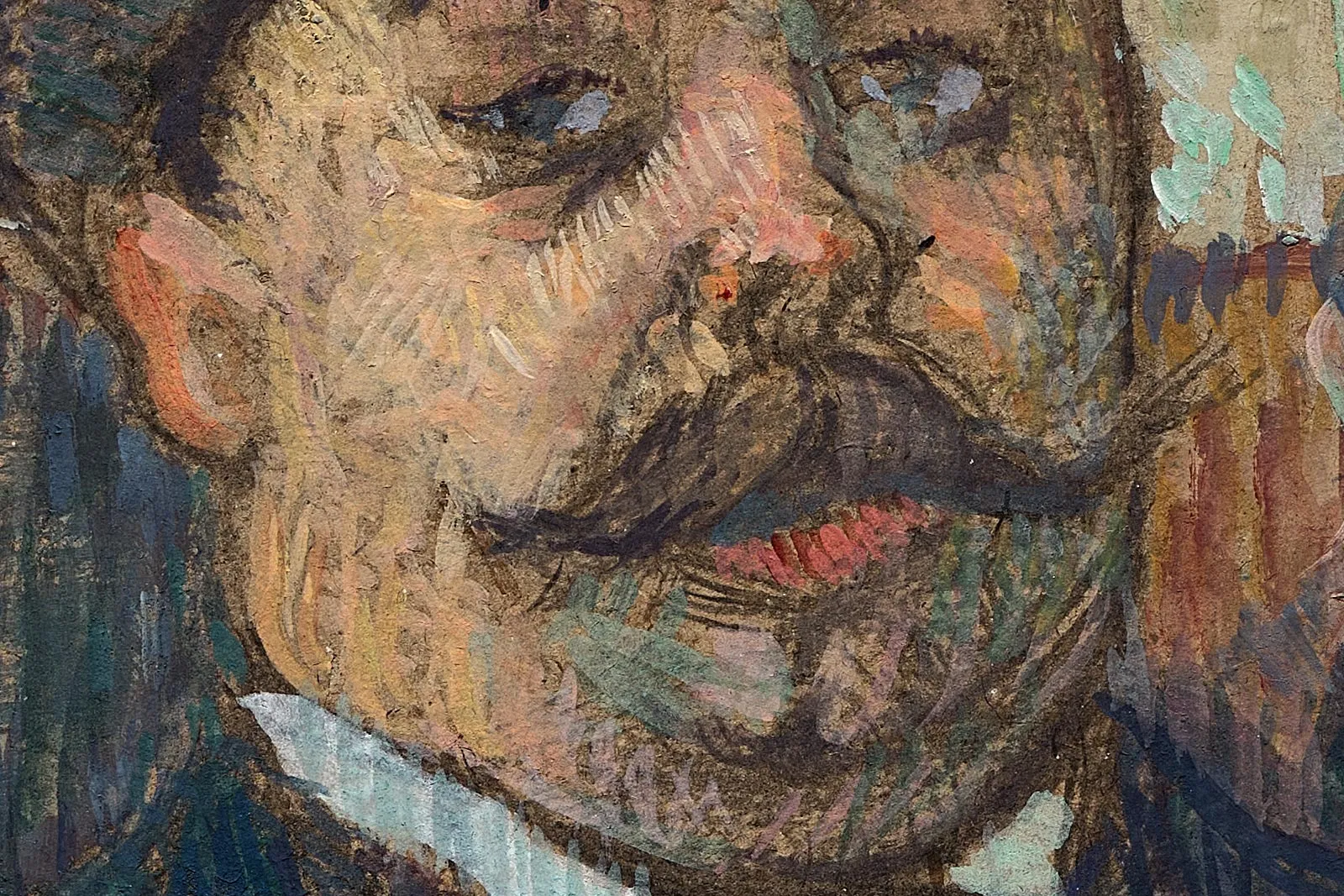 罗特列克油画《咖啡馆里的布瓦洛先生》局部 (1)