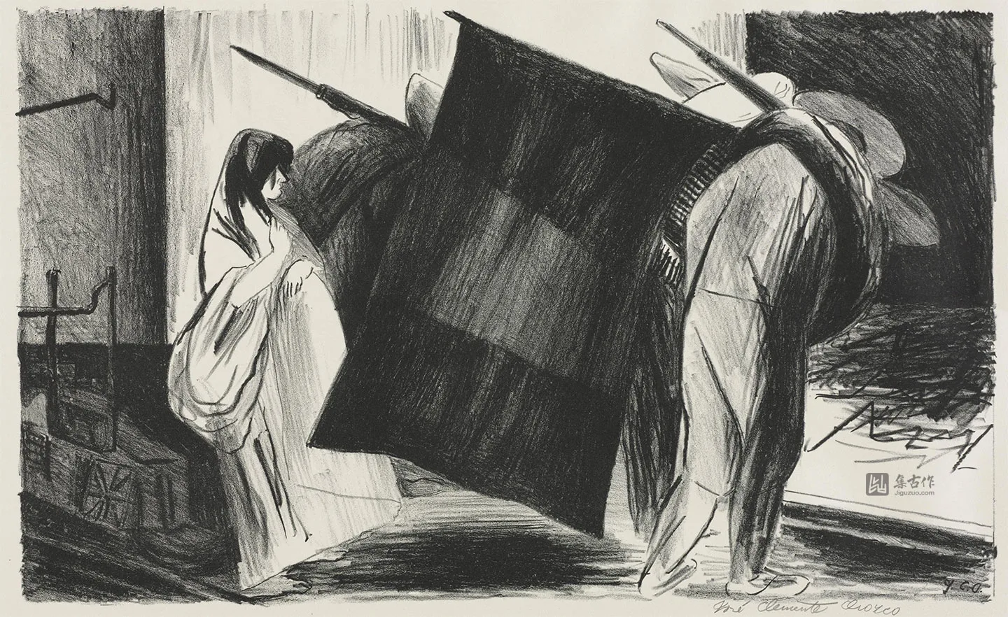 奥罗斯科石版画《执旗者》