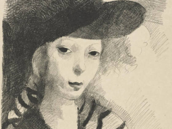 玛丽·洛朗森石版画人物《自画像》