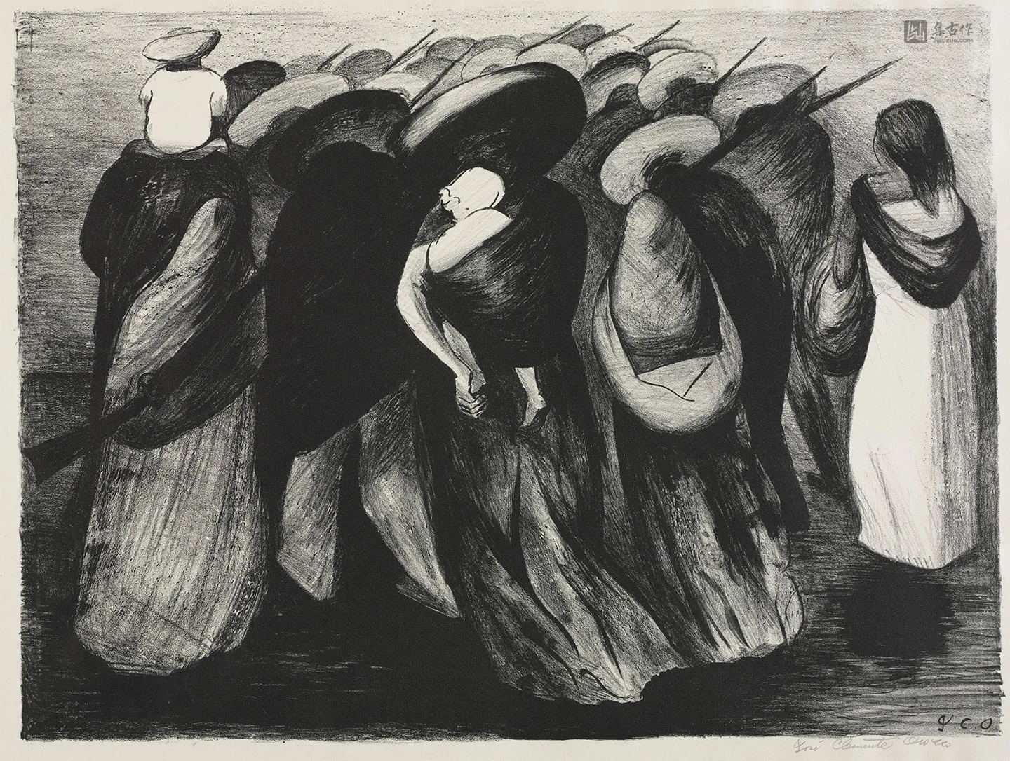 奥罗斯科石版画《后卫队》