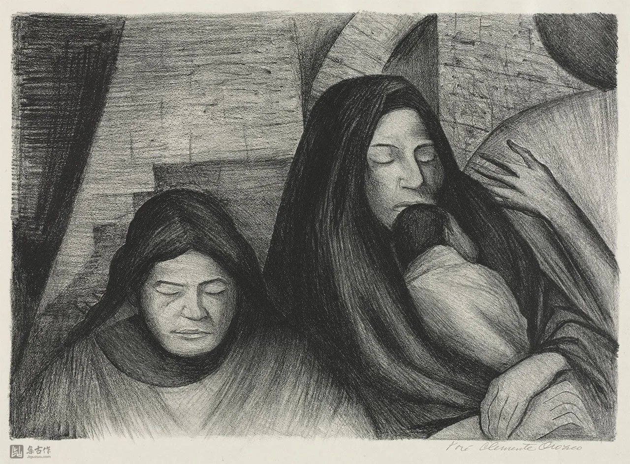 奥罗斯科石版画人物《三代人》