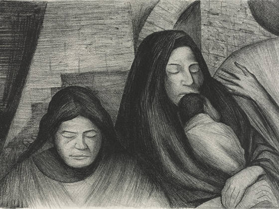 奥罗斯科石版画人物《三代人》