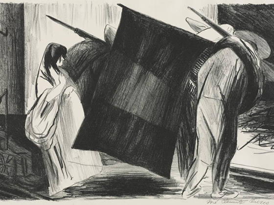 奥罗斯科石版画《执旗者》