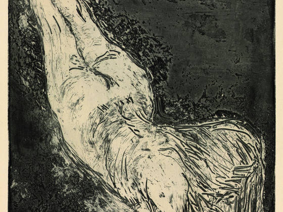 埃米尔·诺尔迪蚀刻版画《斜倚的裸女》
