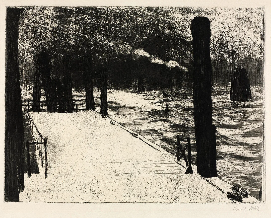 埃米尔·诺尔迪蚀刻版画《汉堡，兰格桥码头》