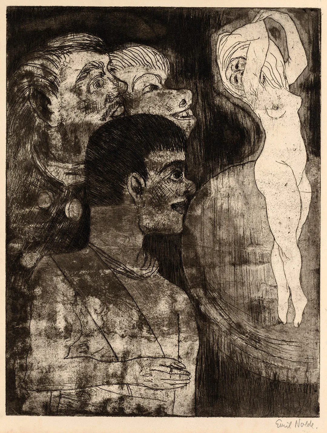 埃米尔·诺尔迪表现主义蚀刻版画《舞者（莎乐美）》