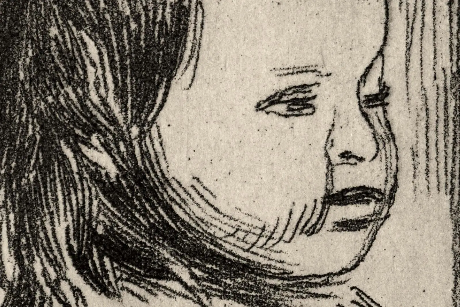 雷诺阿蚀刻版画人物《侧面儿童半身像》 - 版画高清大图下载- 集古作网