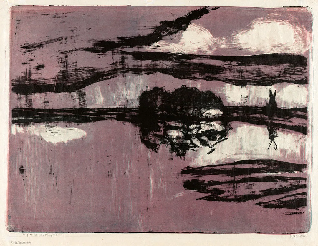 埃米尔·诺尔迪版画风景《秋日风景》