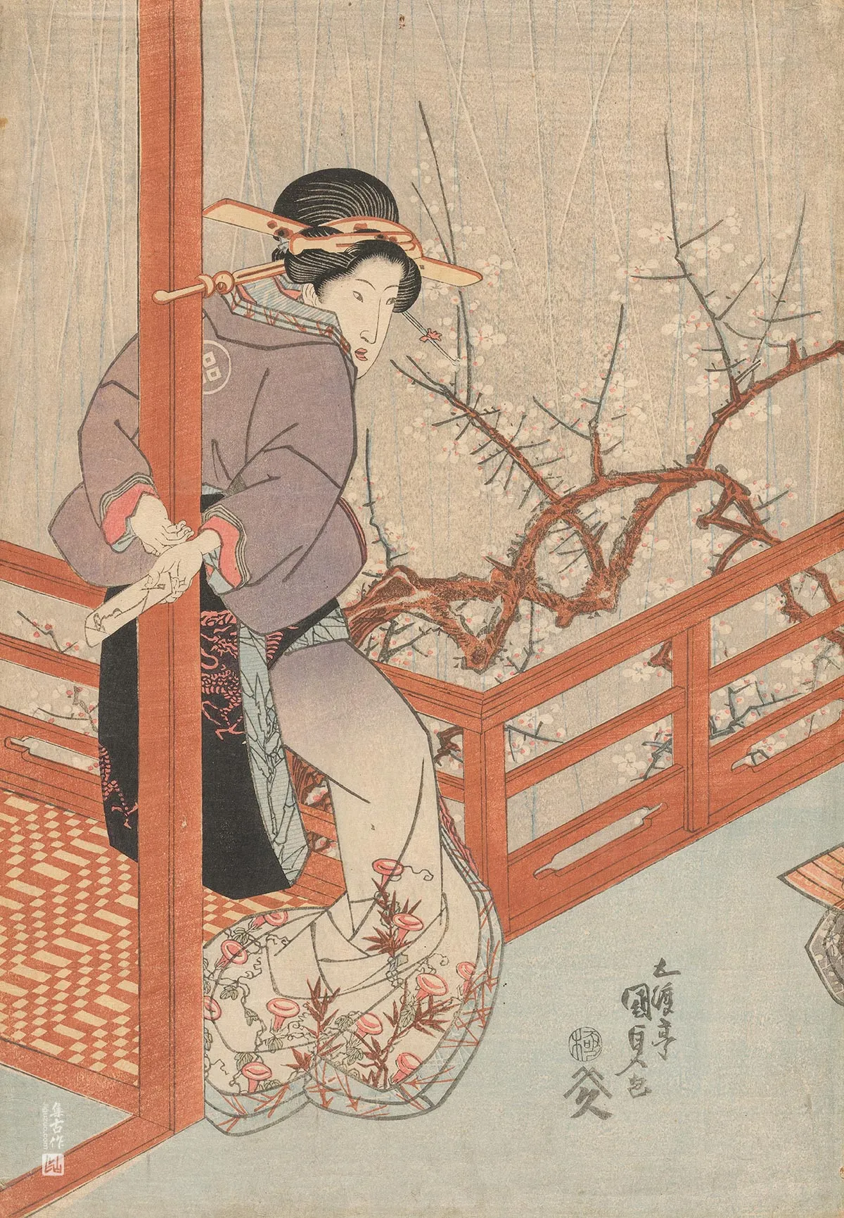 歌川国贞《春雨景象》