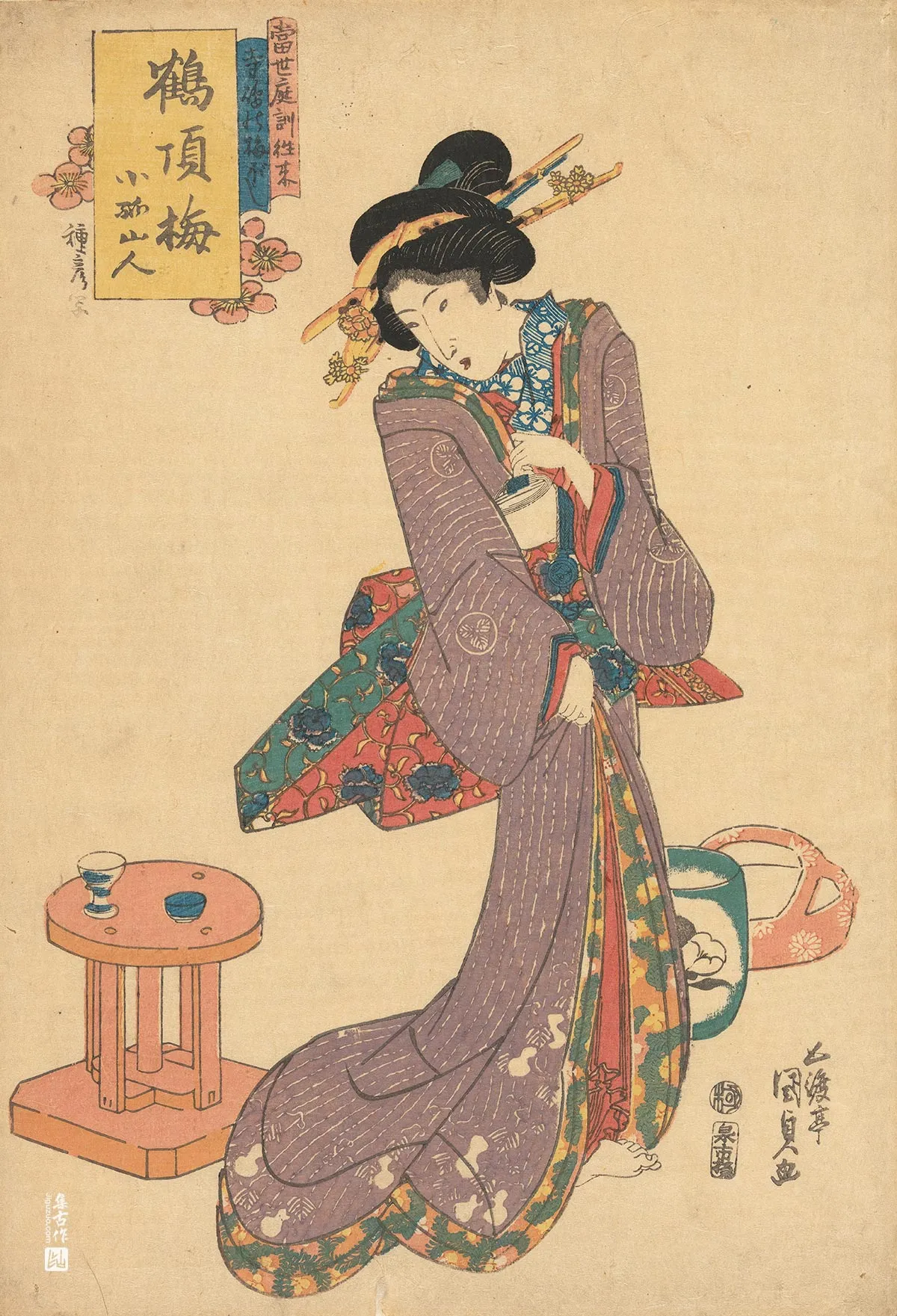 歌川国贞《鹤头梅花》