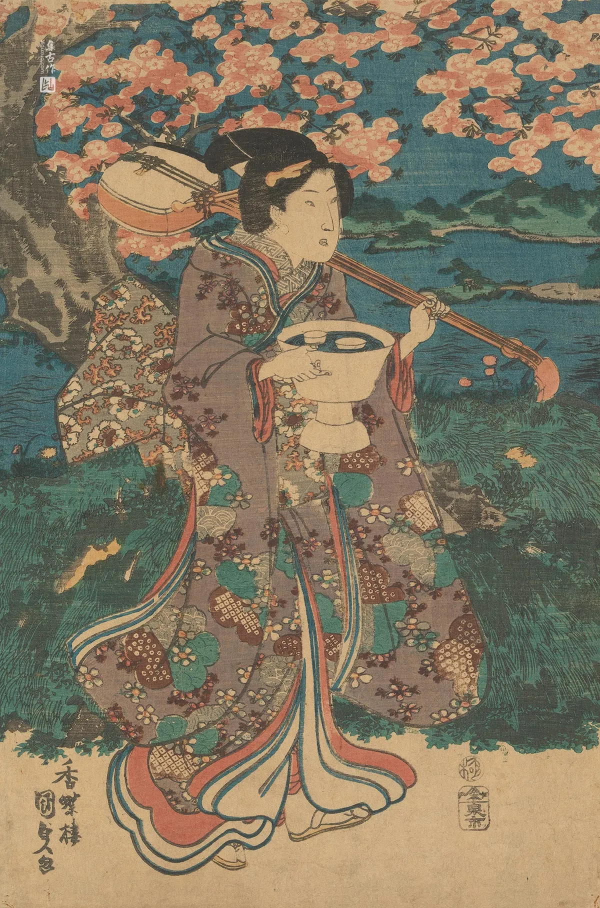 歌川国贞《花园中的花卉游戏》