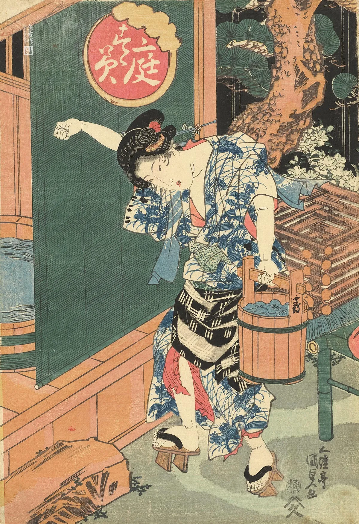歌川国贞《在花园中消暑》