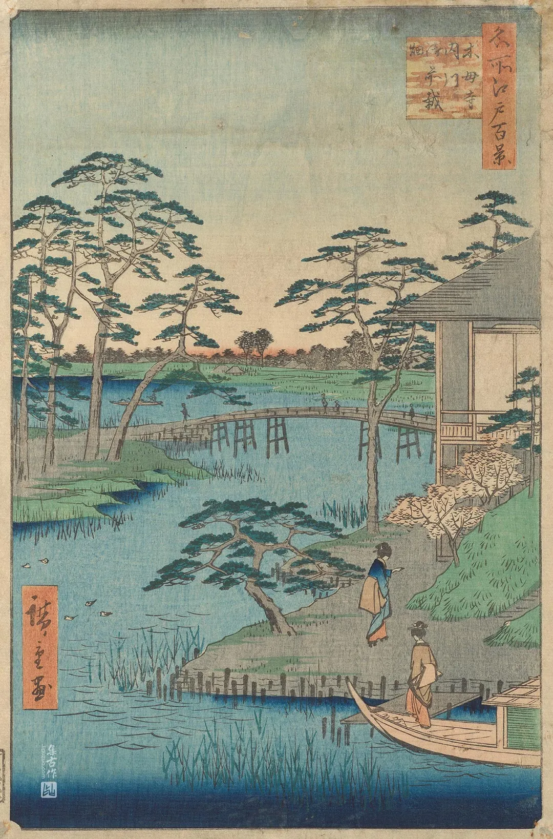歌川广重《内川畔的木母寺与田野》