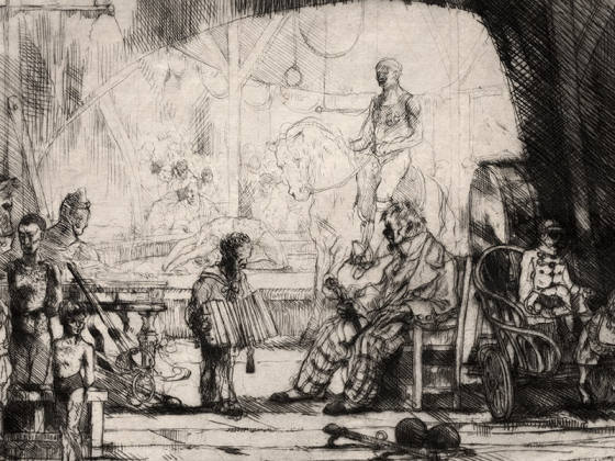 布鲁埃蚀刻版画《潘德马戏团》