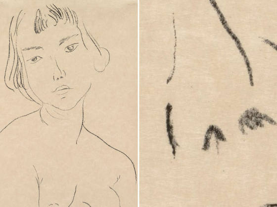 马蒂斯石版画《头部微向左倾》