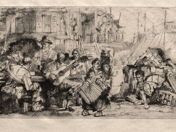 布鲁埃蚀刻版画《流动马戏团》