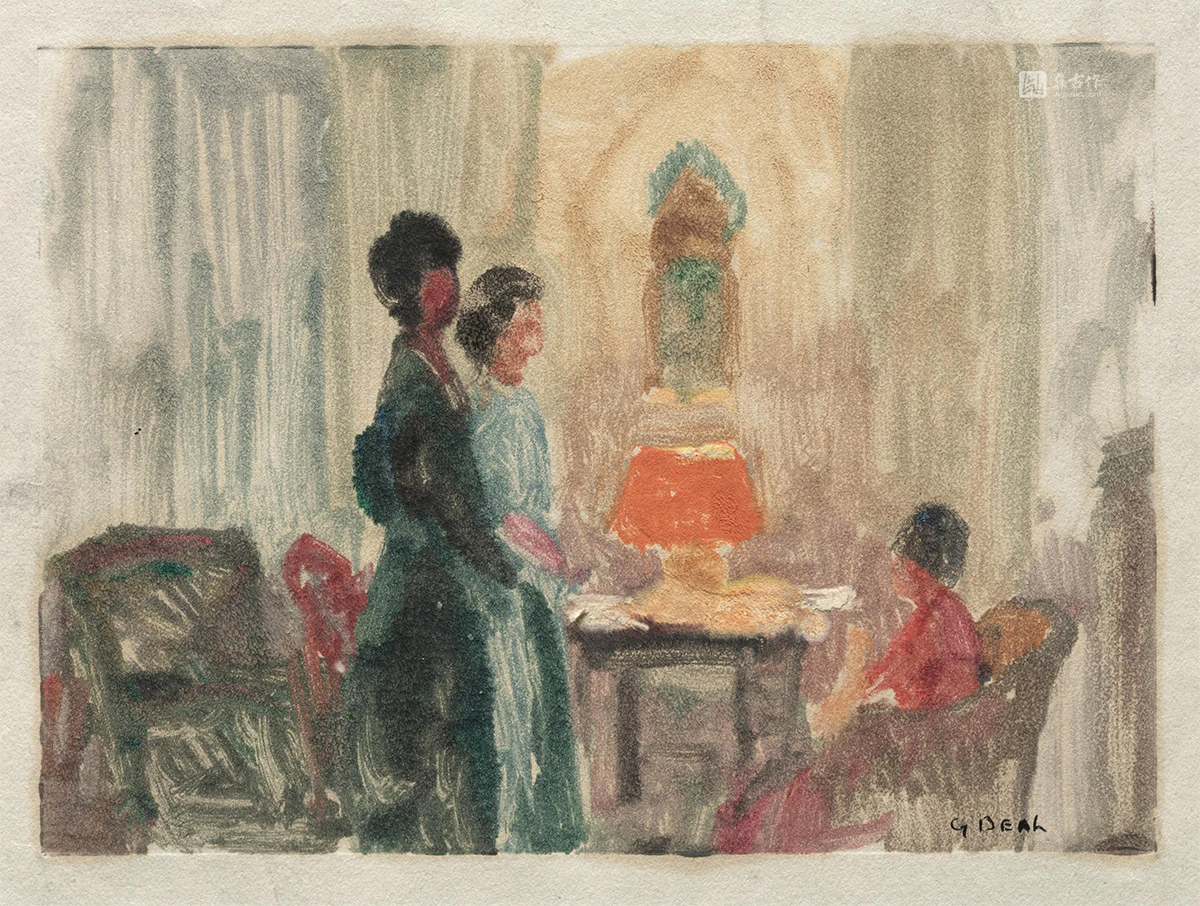 吉福德·比尔独幅版画作品《纽约室内》