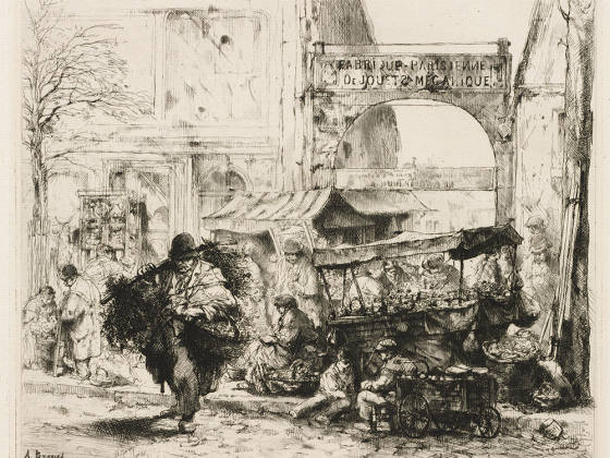 布鲁埃蚀刻版画《克利希大道晨景》