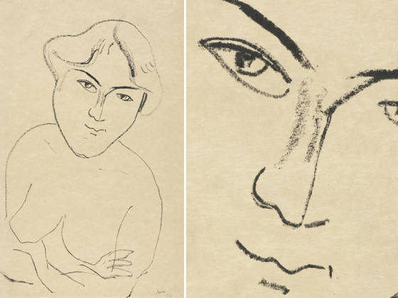 马蒂斯石版画《双臂交叉的躯干像》