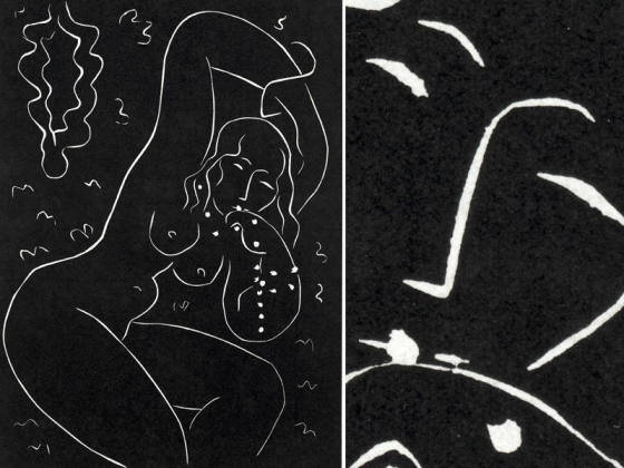 马蒂斯亚麻油毡版画《戴手镯的裸女》