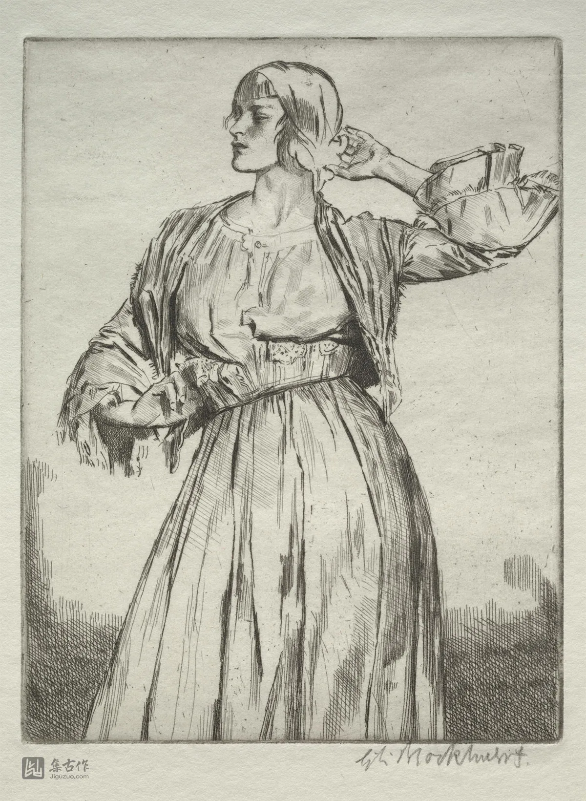 布罗克赫斯特蚀刻版画人物《装饰习作》