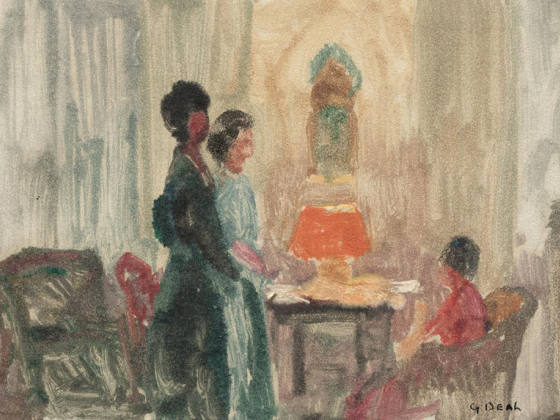 吉福德·比尔独幅版画作品《纽约室内》