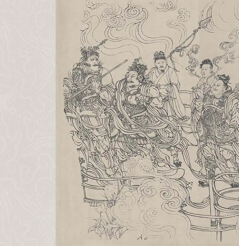吴道子(存疑)白描人物长卷《八十七神仙卷》全卷- 国画高清图片