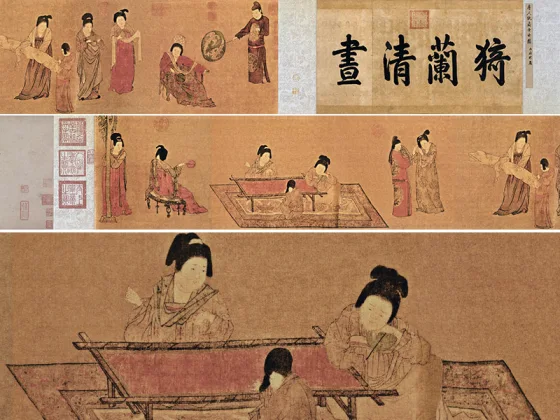 周昉代表作《簪花仕女图》 - 国画高清图片下载- 集古作网